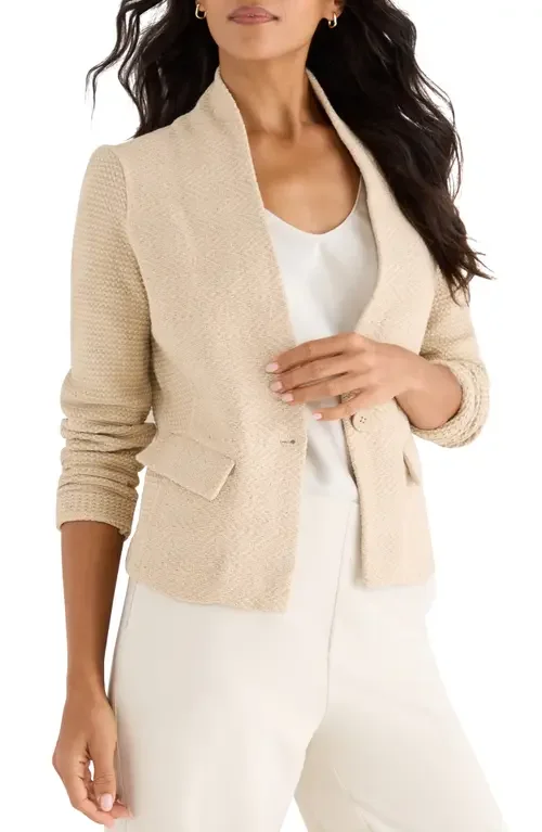 NIC+ZOE NIC+ZOE Mixed Media Jacket in Latte — Women Autumn tan Outerwear