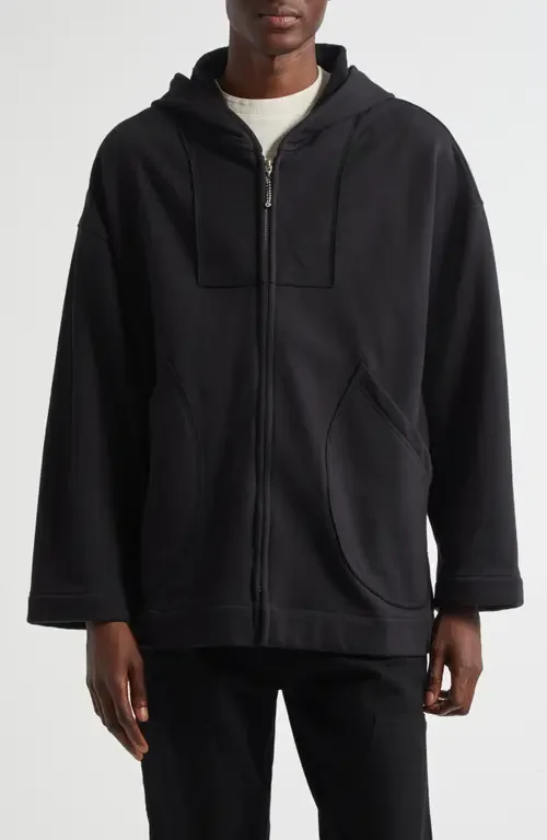 Bode Bode Sideline Cotton Zip-Up Hoodie in Black — Men Winter black Tops
