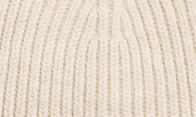 rag & bone rag & bone Blake Logo Patch Wool Blend Rib Beanie in Ivory — Women Spring ivory Accessories