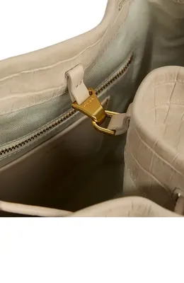 Vince Vince Sarai Croc Embossed Leather Bucket Bag in Marzipan — Women Spring beige Accessories