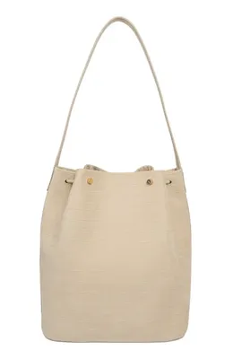 Vince Vince Sarai Croc Embossed Leather Bucket Bag in Marzipan — Women Spring beige Accessories