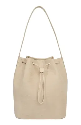 Vince Vince Sarai Croc Embossed Leather Bucket Bag in Marzipan — Women Spring beige Accessories