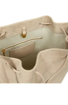 Vince Vince Sarai Croc Embossed Leather Bucket Bag in Marzipan — Women Spring beige Accessories