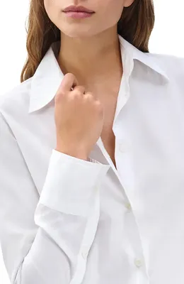 rag & bone rag & bone Dayton Cotton Poplin Button-Up Shirt in White — Women Winter white Button-Down Shirts