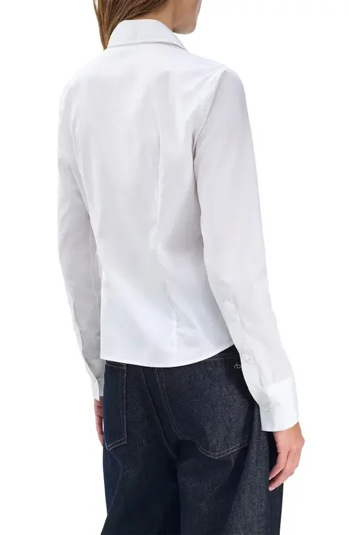 rag & bone rag & bone Dayton Cotton Poplin Button-Up Shirt in White — Women Winter white Button-Down Shirts
