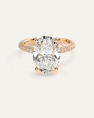 Quince Quince Women's Lab Grown Diamond Oval Pave Cathedral Engagement Ring 5ct in Yellow Gold — Women Spring yellow Accessories