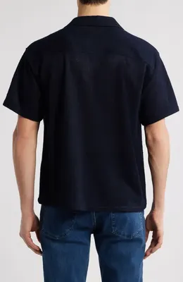 FRAME FRAME Wool Blend Terry Button-Up Shirt in Dark Navy — Men Winter navy Tops