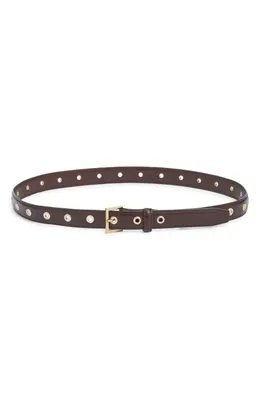 FRAME FRAME The Eyelet Leather Belt in Cabernet — Women Autumn chocolate Accessories