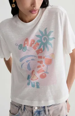 AG AG Charli Boxy Linen Blend T-Shirt in Aperitivo Hour — Women Winter white T-Shirts & Tees