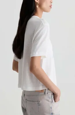 AG AG Charli Boxy Linen Blend T-Shirt in Aperitivo Hour — Women Winter white T-Shirts & Tees