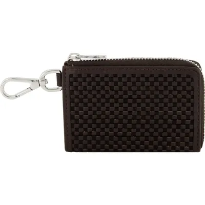 Vince Vince Woven Zip Card Case in Cacao/Black — Women Winter black Accessories