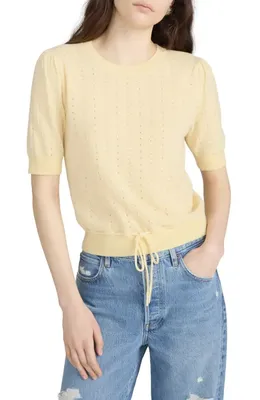 FRAME FRAME The Cashmere Charm Pointelle Sweater in Canary — Women Spring ivory Tops