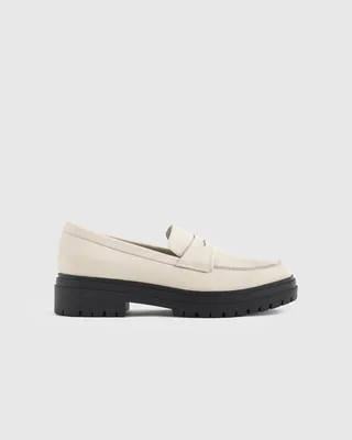 Quince Quince | Women's Italian Leather Lug Sole Loafer in Bone — Women Spring white Accessories