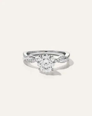 Quince Quince Women's Lab Grown Diamond Round Twisted Engagement Ring 1.5ct in White Gold — Women Summer ivory Accessories