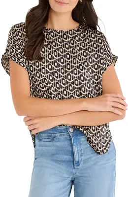 NIC+ZOE NIC+ZOE Lacy Diamonds Day Gloss Woven Shirt in Black Multi — Women Summer black Tops