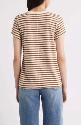 rag & bone rag & bone The Slub Stripe T-Shirt in Wrbrm — Women Autumn tan Tops
