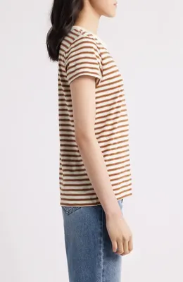 rag & bone rag & bone The Slub Stripe T-Shirt in Wrbrm — Women Autumn tan Tops