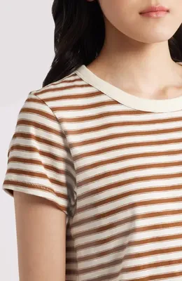 rag & bone rag & bone The Slub Stripe T-Shirt in Wrbrm — Women Autumn tan Tops