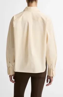 Vince Vince Crop Cotton Shirt in Ecru — Women Spring ivory Tops