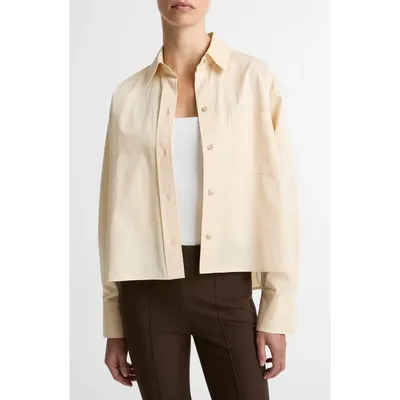 Vince Vince Crop Cotton Shirt in Ecru — Women Spring ivory Tops