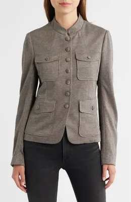 rag & bone rag & bone Mercer Mixed Print Ponte Jacket in Brwmt — Women Autumn grey Blazers