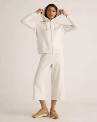 Quince Quince | Women's SuperSoft Fleece Full-Zip Hoodie in Off-White — Women Spring ivory Activewear