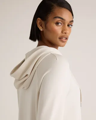 Quince Quince | Women's SuperSoft Fleece Full-Zip Hoodie in Off-White — Women Spring ivory Activewear