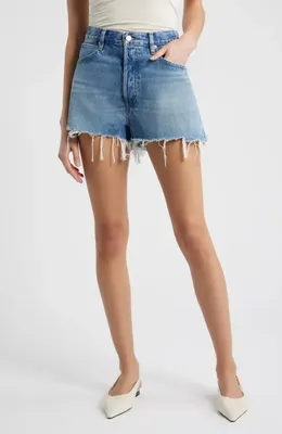 FRAME FRAME The Dare High Waist Denim Cutoff Shorts in Sprawl — Women Summer blue Shorts