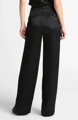 Vince Vince Pleated High Waist Satin Pants in Black — Women Winter black Pants