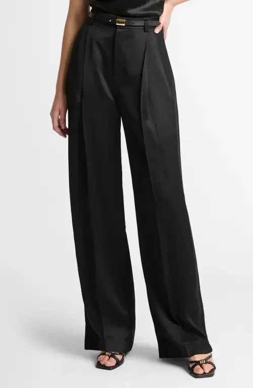 Vince Vince Pleated High Waist Satin Pants in Black — Women Winter black Pants