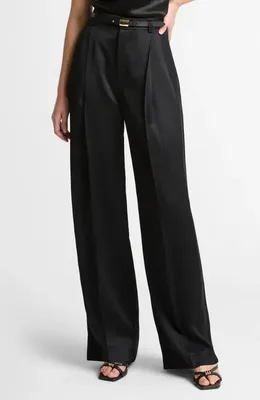 Vince Vince Pleated High Waist Satin Pants in Black — Women Winter black Pants