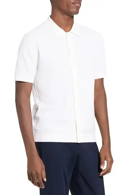 Theory Theory Cairn in Cotton Short Sleeve Shirt in Ivory — Men Winter white Tops