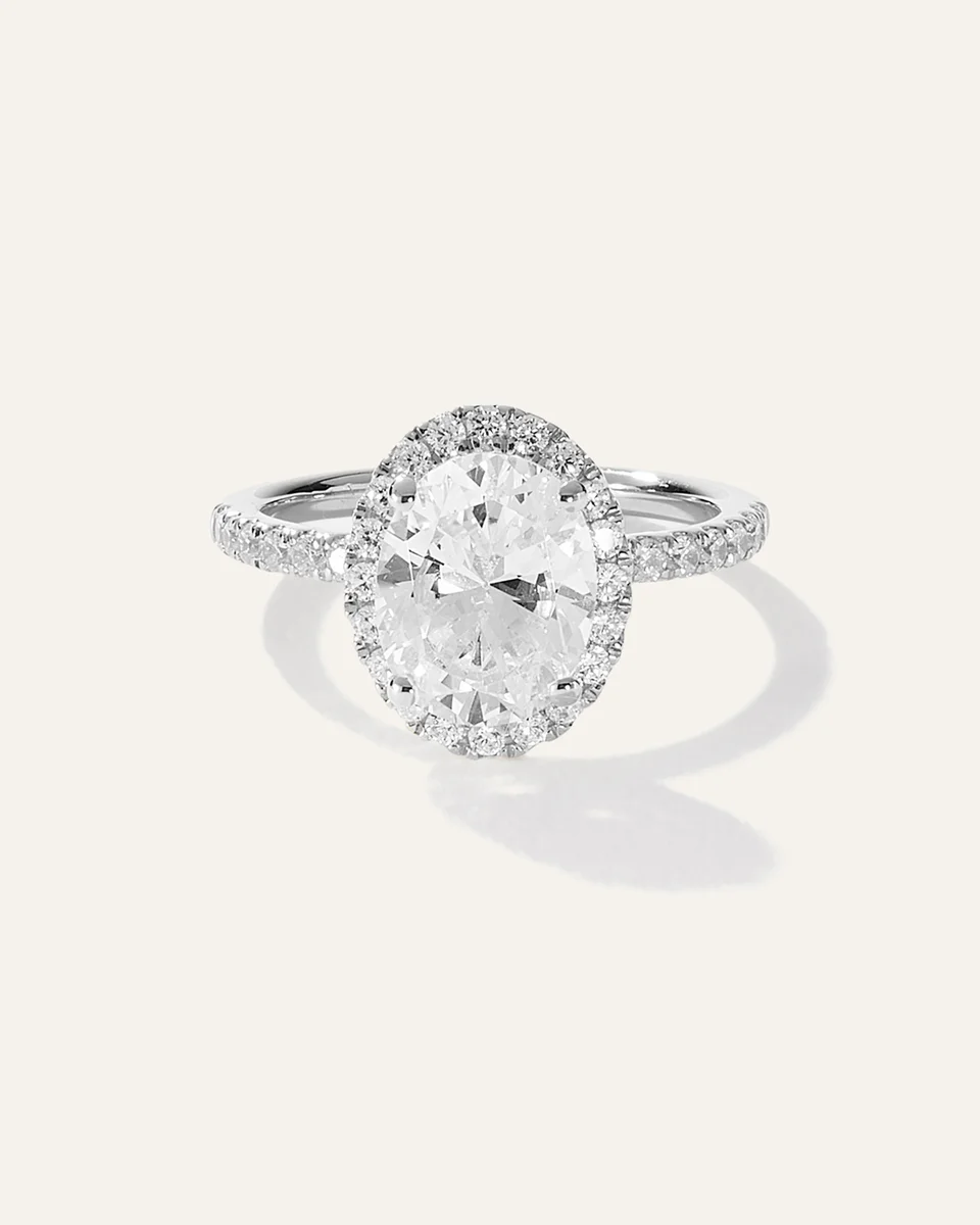 Quince Quince Women's Lab Grown Diamond Oval Halo Pave Engagement Ring 2ct in White Gold — Women Summer white Accessories
