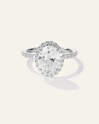 Quince Quince Women's Lab Grown Diamond Oval Halo Pave Engagement Ring 2ct in White Gold — Women Summer white Accessories