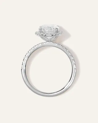 Quince Quince Women's Lab Grown Diamond Oval Halo Pave Engagement Ring 2ct in White Gold — Women Summer white Accessories