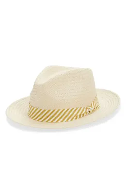 rag & bone rag & bone Packable Straw Fedora in Natural Gold Straw — Women Spring ivory Accessories