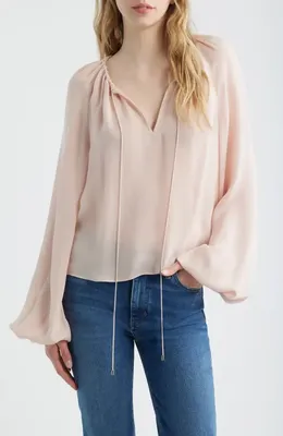 FRAME FRAME The Balloon Silk Top in Taffy — Women Spring beige Blouses