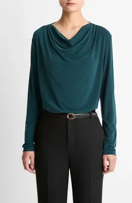 Vince Vince Cowl Neck Knit Top in Juniper — Women Summer teal Tops