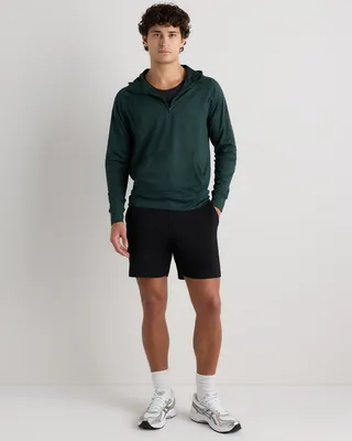 Quince Quince | Men's Flowknit Performance Half-Zip Hoodie in Heather Green — Men Summer teal Activewear