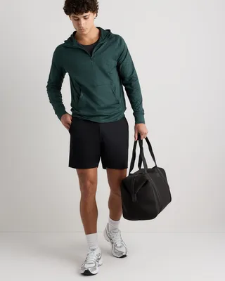 Quince Quince | Men's Flowknit Performance Half-Zip Hoodie in Heather Green — Men Summer teal Activewear