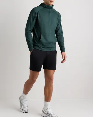 Quince Quince | Men's Flowknit Performance Half-Zip Hoodie in Heather Green — Men Summer teal Activewear