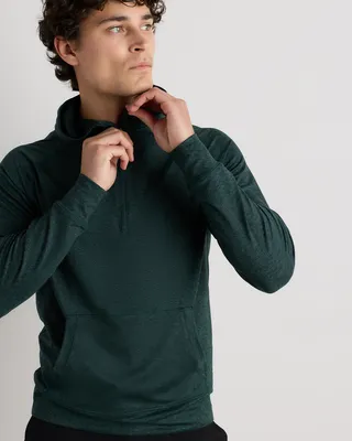 Quince Quince | Men's Flowknit Performance Half-Zip Hoodie in Heather Green — Men Summer teal Activewear