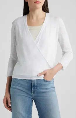 NIC+ZOE NIC+ZOE Slub Knit 4-Way Cardigan in Paper White — Women Winter white Tops