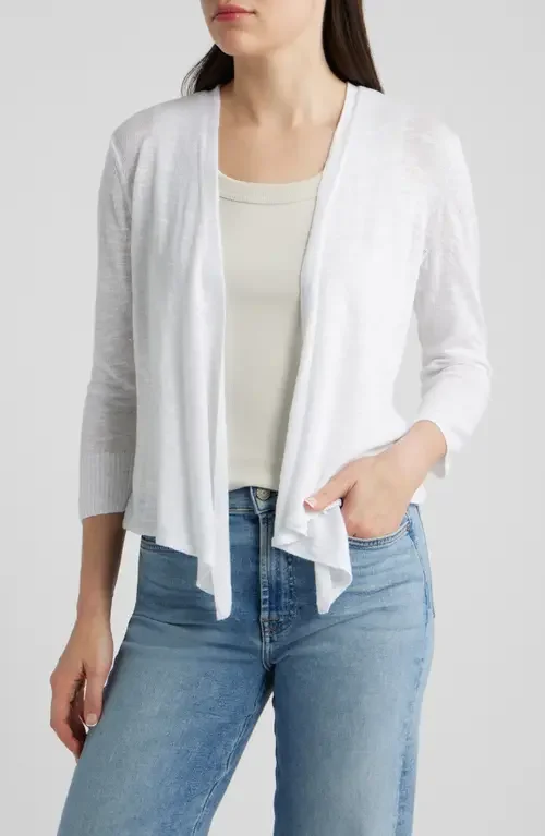 NIC+ZOE NIC+ZOE Slub Knit 4-Way Cardigan in Paper White — Women Winter white Tops