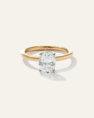 Quince Quince Women's Lab Grown Diamond Oval Petite Hidden Halo Engagement Ring 1.5ct in Yellow Gold — Women Spring yellow Accessories