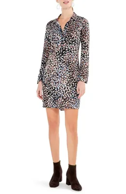NIC+ZOE NIC+ZOE Mineral Mix Long Sleeve Shirtdress in Neutral Multi — Women Winter white Dresses