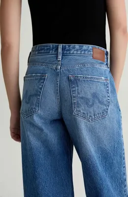 AG Adria Low Rise Baggy Wide Leg Jeans in Candid — Women Summer blue Jeans & Denim