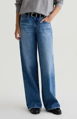 AG Adria Low Rise Baggy Wide Leg Jeans in Candid — Women Summer blue Jeans & Denim
