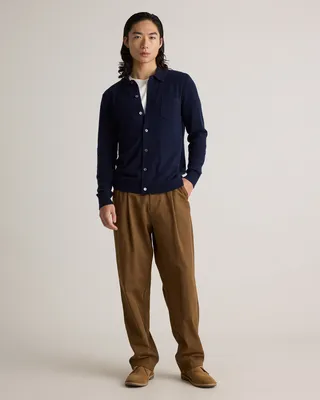 Quince Quince | Men's Mongolian Cashmere Button Down Sweater in True Navy — Men Winter navy Sweaters & Knits