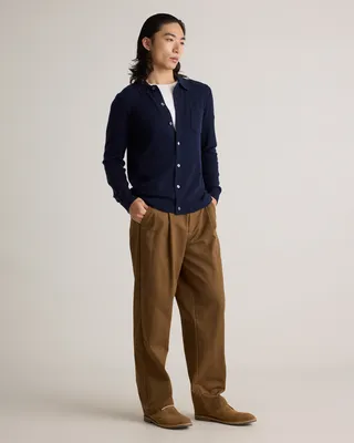 Quince Quince | Men's Mongolian Cashmere Button Down Sweater in True Navy — Men Winter navy Sweaters & Knits